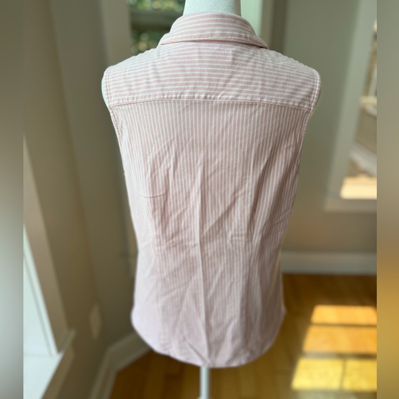 Charter Club Pink White Striped Cotton Sleeveless Button Down Top Preppy Sz 12 - Picture 6 of 16